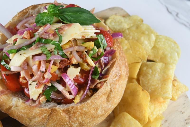 Featured Recipe Antipasti Salad Bread Bowl